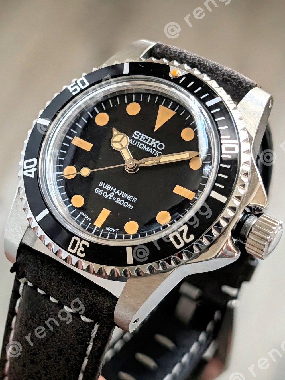 40mm Vintage Style Seiko Submariner Style Diver Mod Watch Smooth Sweep Second